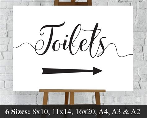 Toilets Sign Wedding Restroom Directions Left Right Arrows Etsy Uk