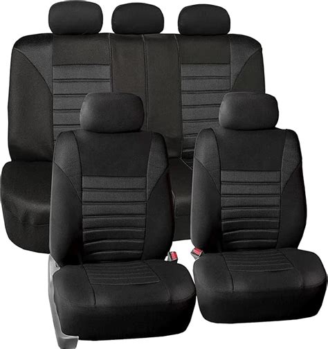 fh group fb068black115 black universal car seat cover premium 3d air mesh design airbag and