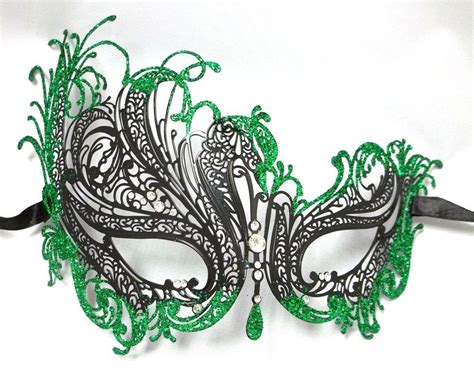 Swan Princess Masquerade Mardi Gras Metal Filigree Mask In Black With Clear Crystals And Purple
