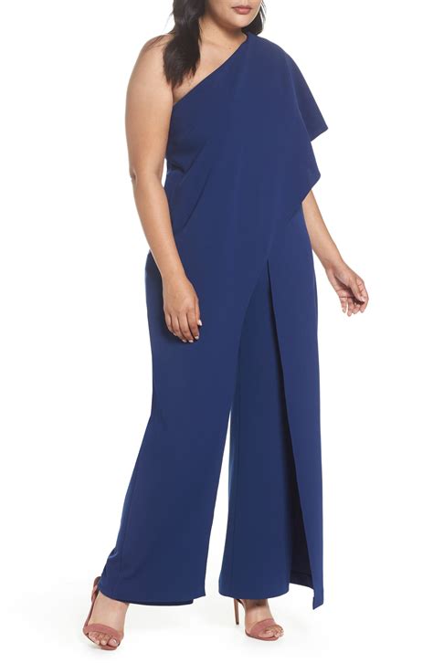 adrianna papell one shoulder jumpsuit plus size nordstrom