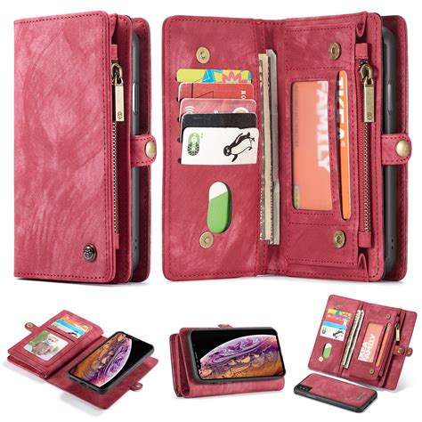 Caseme Iphone Xs Max Zipper Wallet Magnetic 2 In 1 Case Red