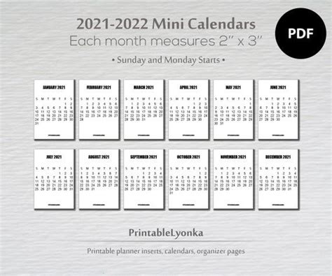 2 X 3 Inch Mini Calendar 2023 2024 Small Vertical Printable Calendar