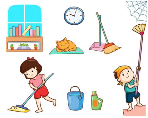 Gráfico vectorial Niños tareas domesticas Imagen vectorial Niños tareas domesticas | Depositphotos®