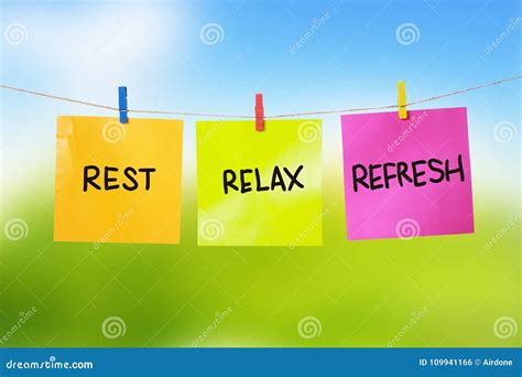 Rest Relax Refresh Motivational Text Stock Photo Image Of
