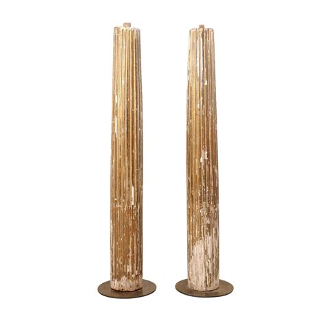 Pair Of Elegant Tall Fluted Decorative Pine Columns For Sale At 1stdibs