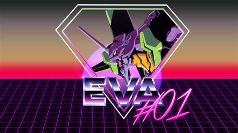 Neon Genesis Evangelion Eva Unit 01 Anime Neon Vaporwave Wallpaper