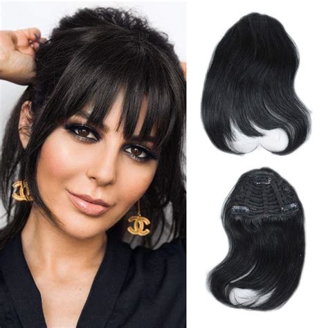 Mtai Bangs Hair Clip In Bangs Human Hair Thick Bangs Fringe With Temples For Women