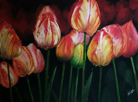 Buy Tulips Oil Painting Handmade Painting By Nishmitha R Codeart6688