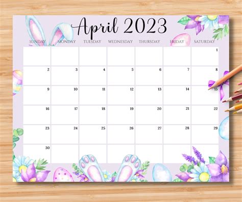 Editable April 2023 Calendar Printable Calendar 2023