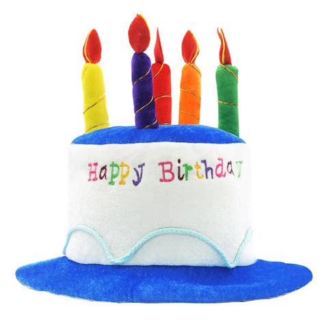 Novelty Place Blue Plush Happy Birthday Cake Hat Adult Size Fancy