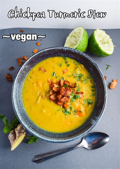 Chickpea Turmeric Stew With Thai Red Curry Coconut Bacon Yupitsvegan