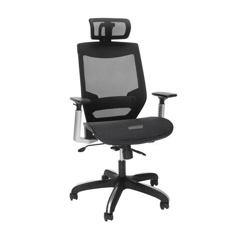 Ofm Full Mesh Office Chair With Headrest Lumbar Support In Black