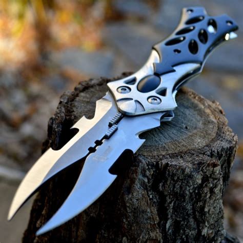 85 Dual Twin Blade Fantasy Cosplay Folding Pocket Knife Tactical