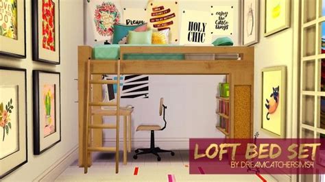 Loft Bed Set At Dreamcatchersims4 Sims 4 Bedroom Sims 4 Loft Sims 4