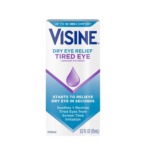 Visine Dry Eye Relief Tired Eye Lubricant Eye Drops 05 Fl Oz