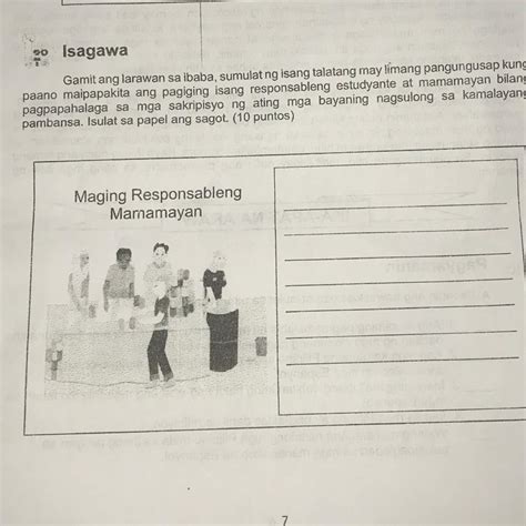 Gamit Ang Larawan Sa Ibaba Sumulat Ng Isang Talatang May Limang