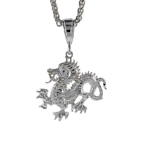 Sterling Silver Chinese Dragon Pendant 1 14 Inch Tall