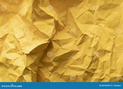 Yellow Crumpled Paper Texture Background Yellow Paper Background Stock