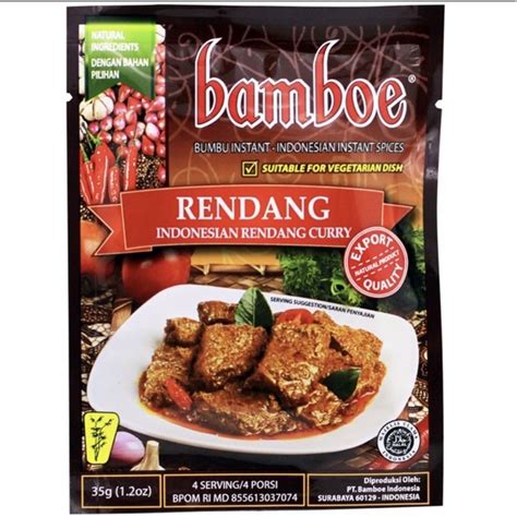 Jual Bamboe Rendang Bumbu Rendang Praktis Siap Masak 60gr Shopee