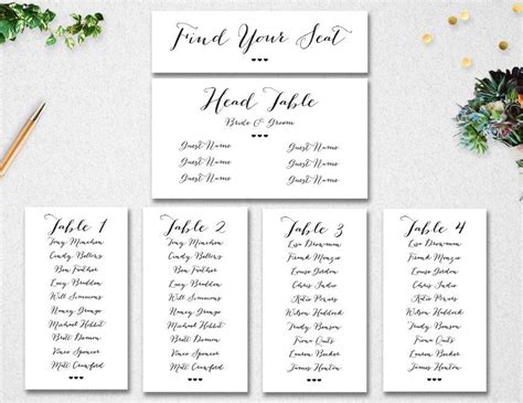 Wedding Table Seating Chart Editable Template Instant Download Printable Find Your Seat