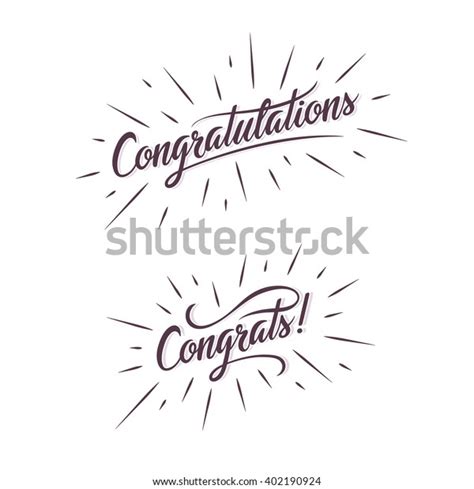 Congratulations Hand Lettering Illustration Calligraphic Greeting Stock