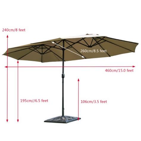 Costway 15 Market Outdoor Umbrella Double Sided Twin Patio Umbrella