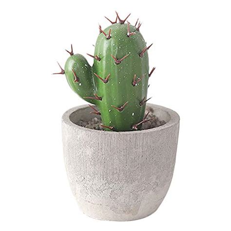 Cratone Artificial Cactus Plants Resin Fake Prickly Pear In Stone Pots