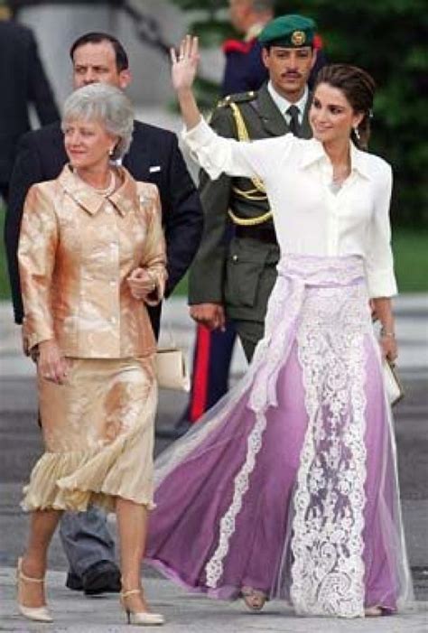 Hm Queen Rania Of Jordan In Givenchy With Her Mother In Law Princess Muna At The Royal Wedding