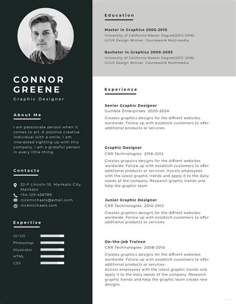 Excellent in multitasking many computer applications while speaking with customers. Free Experience Graphic Designer Resume CV Template in ...