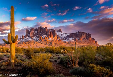 Desert Mountains With Snow Superstition Mountains Arizona Monument