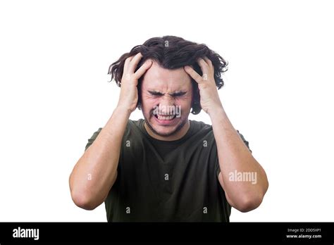 Frustrated Mad Young Man Messing Up And Pulling His Hair Hands To