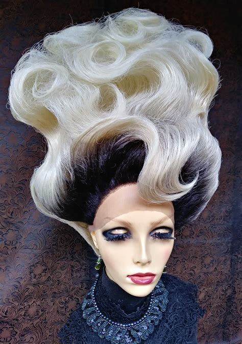 Drag Cabaret Wig W21 050 Lace Front Dramatic Up Do Bouffant Black