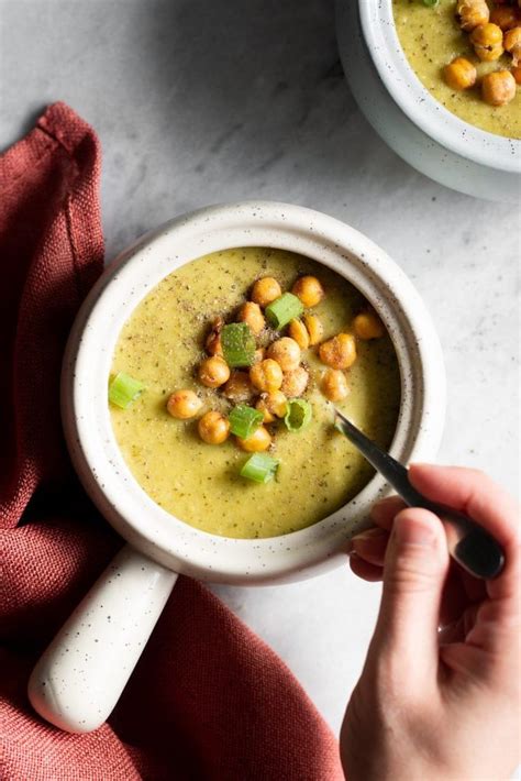 Creamy Vegan Cheesy Broccoli Soup Nourished By Caroline Recipe