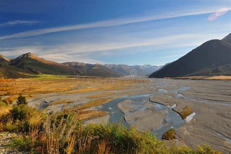 Waimakariri River New Zealand Landscape Stock Photo Image Of Bush