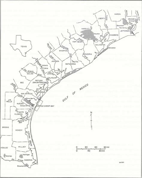 Map Of The Texas Coastal Zone Outlined Area Includes Corpus Christi
