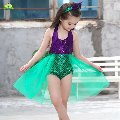 Kids Baby Girls Mermaid Dress Bikini Set Bathing Suit Swimmable