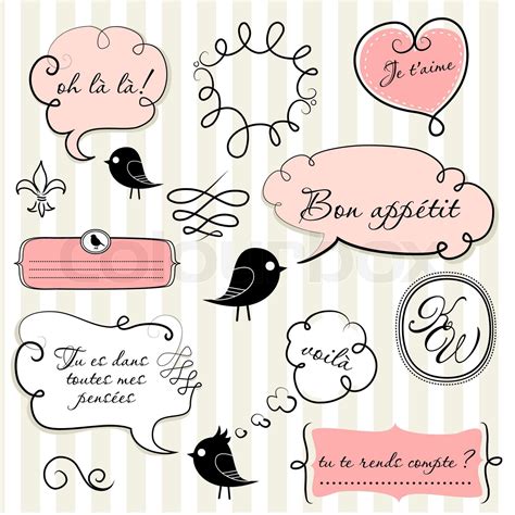 speech bubbles set in french style stock vector colourbox
