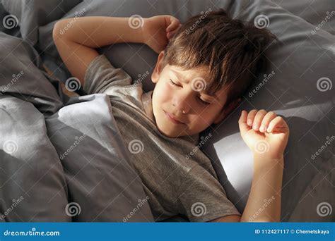 Cute Little Boy Waking Up In Morning Stock Image Image Of Bedding