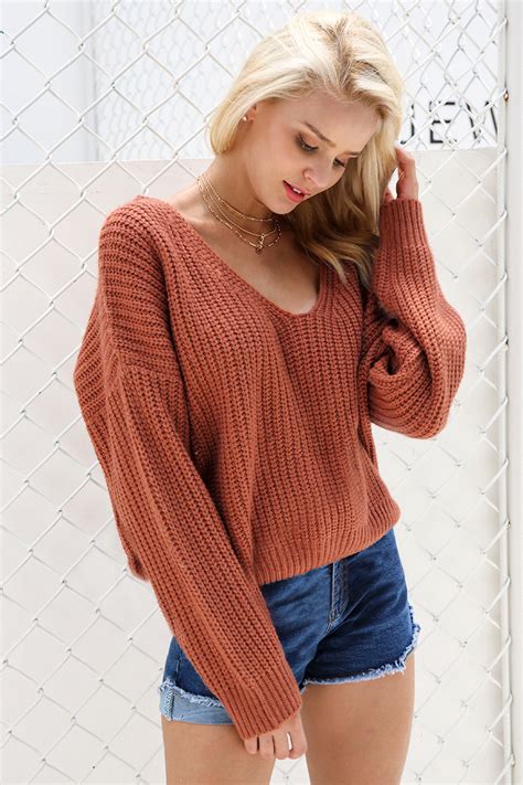 Sexy Back Lace Up Knitted Pullover On Luulla