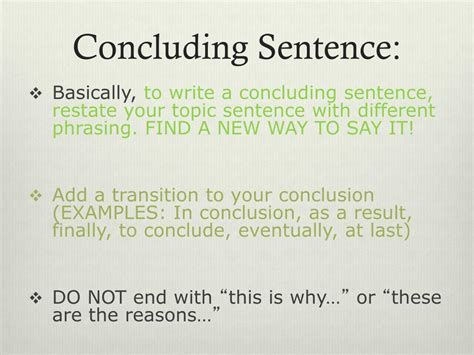 Ppt Concluding Sentences Powerpoint Presentation Free Download Id