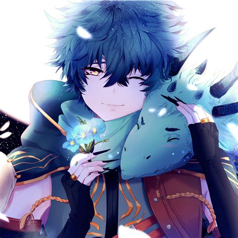 Wallpaper Anime Boy Dragon Blue Flowers 4k Anime