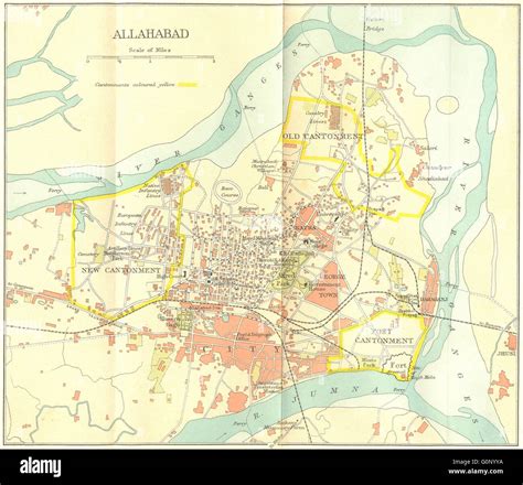 British India Allahabad Prayag City Plan Cantonment