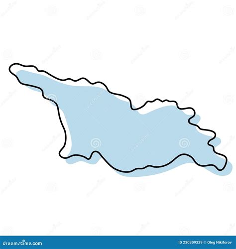 Stylized Simple Outline Map Of Georgia Icon Blue Sketch Map Of Georgia
