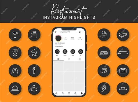 Premium Vector Set Of Restaurant Instagram Highlight Cover