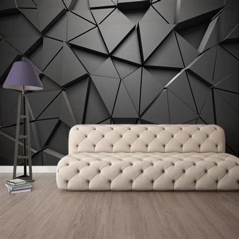 Custom Mural Wallpaper 3d Stereo Geometric Triangle Art Wall Etsy
