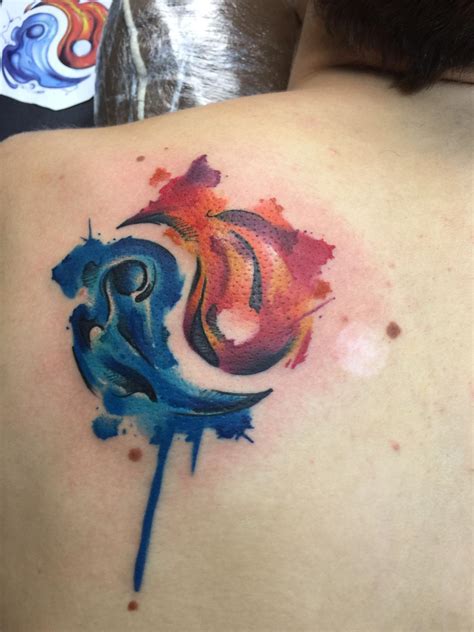 Fire And Water Yin And Yang In Watercolour Style Made By Live2tattoo