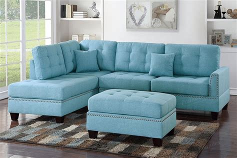 Good & gracious sectional sleeper sofa couch with pull out bed, l shaped modern sectional sofa bed with chaise lounge and storage function for living room, dark gray. Blue Fabric Sectional Sofa and Ottoman - Steal-A-Sofa ...