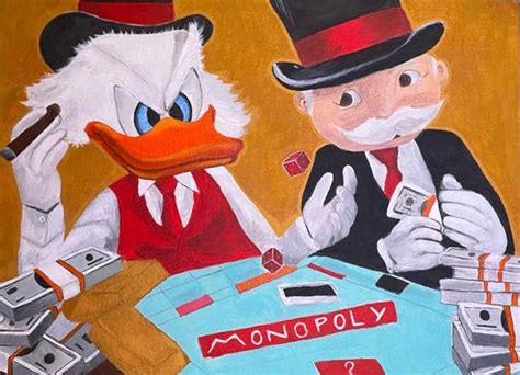 Monopoly Man And Scrooge Mcduck 100 Hand Painted Acrylic Canvas Etsy