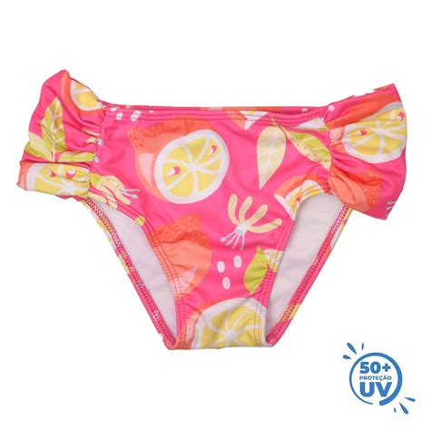 Biquíni Frutas Infantil C Proteção Uv 50 Pink Everly Moda Praia