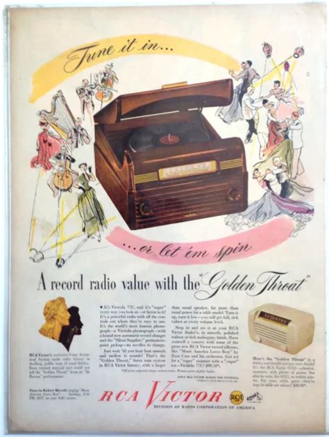 Vintage Original 1948 Rca Victor Radio Phonograph ~ Full Page Color Print Ad 599 Picclick